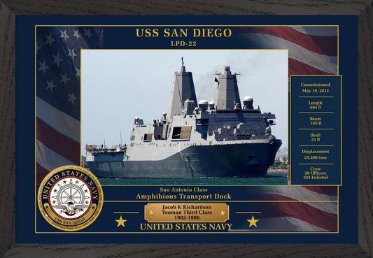 USS San Diego LPD-22 Framed Patriotic Photo