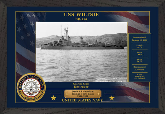 USS Wiltsie DD-716 Framed Patriotic Photo