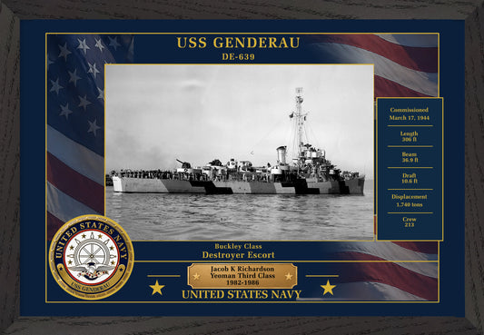 USS Genderau DE-639 Framed Patriotic Photo