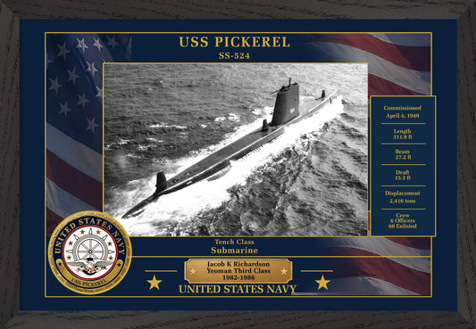 USS Pickerel SS-524 Framed Patriotic Photo