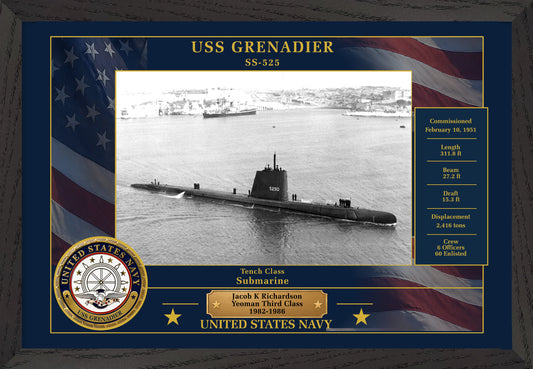 USS Grenadier SS-525 Framed Patriotic Photo