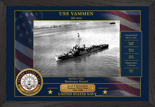 USS Vammen DE-644 Framed Patriotic Photo