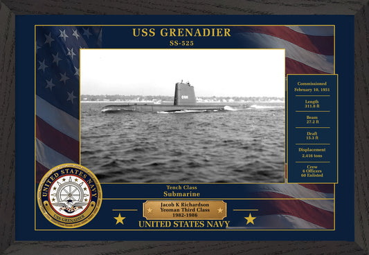 USS Grenadier SS-525 Framed Patriotic Photo