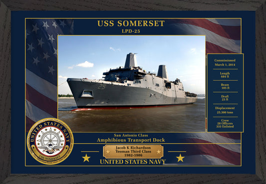 USS Somerset LPD-25 Framed Patriotic Photo