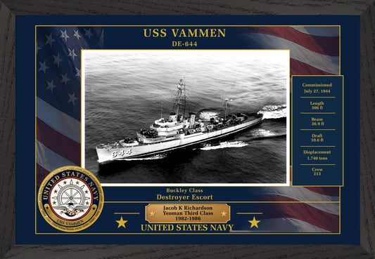 USS Vammen DE-644 Framed Patriotic Photo