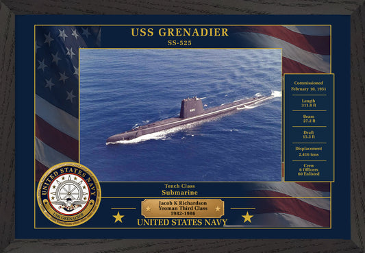 USS Grenadier SS-525 Framed Patriotic Photo