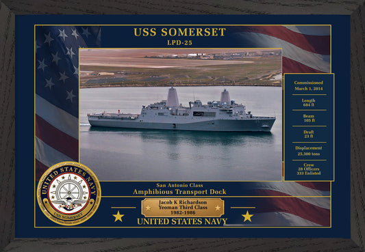USS Somerset LPD-25 Framed Patriotic Photo