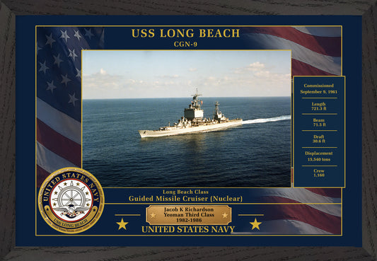 USS Long Beach CGN-9 Framed Patriotic Photo