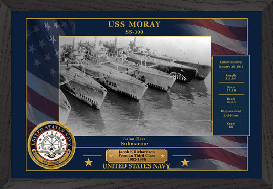 USS Moray SS-300 Framed Patriotic Photo
