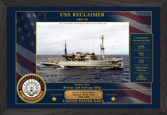 USS Reclaimer ARS-42 Framed Patriotic Photo