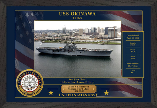 USS Okinawa LPH-3 Framed Patriotic Photo