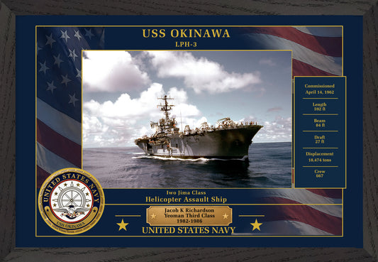 USS Okinawa LPH-3 Framed Patriotic Photo