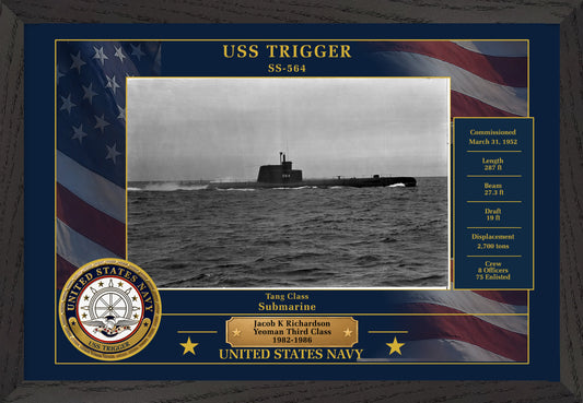 USS Trigger SS-564 Framed Patriotic Photo