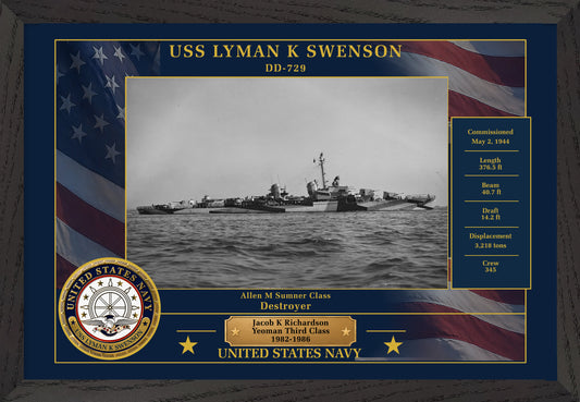 USS Lyman K Swenson DD-729 Framed Patriotic Photo