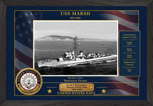 USS Marsh DE-699 Framed Patriotic Photo