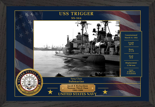 USS Trigger SS-564 Framed Patriotic Photo
