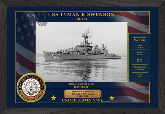 USS Lyman K Swenson DD-729 Framed Patriotic Photo