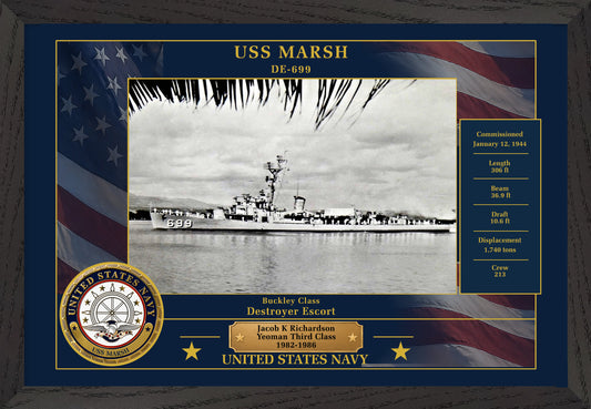 USS Marsh DE-699 Framed Patriotic Photo