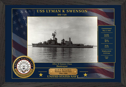 USS Lyman K Swenson DD-729 Framed Patriotic Photo