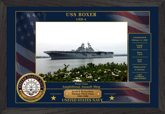 USS Boxer LHD-4 Framed Patriotic Photo