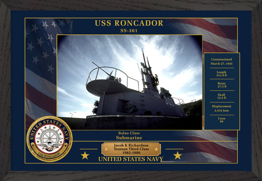 USS Roncador SS-301 Framed Patriotic Photo