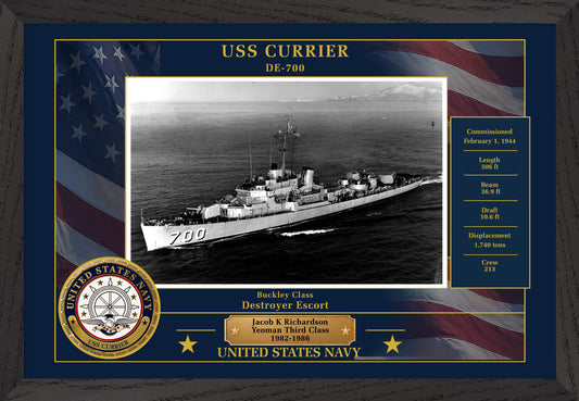 USS Currier DE-700 Framed Patriotic Photo