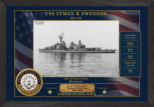 USS Lyman K Swenson DD-729 Framed Patriotic Photo