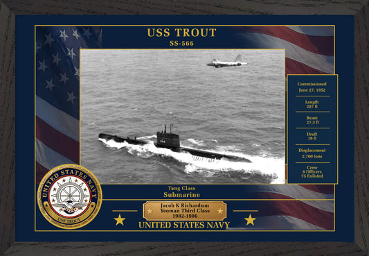 USS Trout SS-566 Framed Patriotic Photo