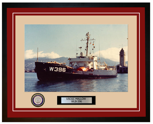 USCGC MALLOW WLB 396 Framed Coast Guard Ship Photo Burgundy 64WLB396