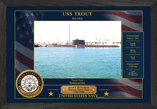 USS Trout SS-566 Framed Patriotic Photo