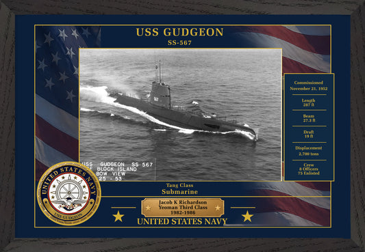 USS Gudgeon SS-567 Framed Patriotic Photo