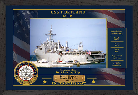 USS Portland LSD-37 Framed Patriotic Photo