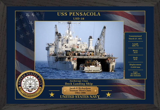 USS Pensacola LSD-38 Framed Patriotic Photo
