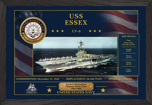 USS Essex CV-9 Framed Patriotic Art