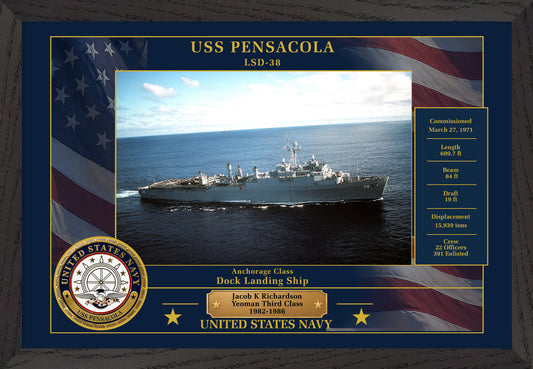 USS Pensacola LSD-38 Framed Patriotic Photo