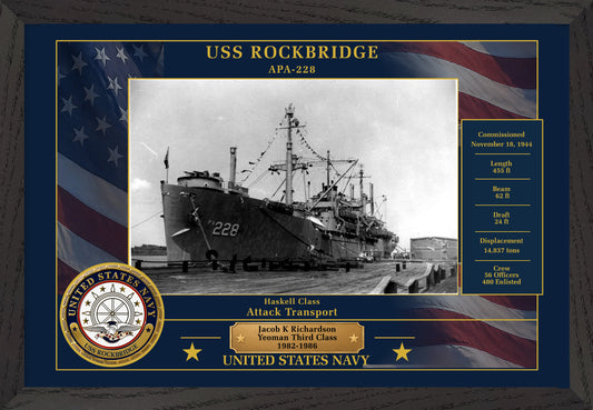 USS Rockbridge APA-228 Framed Patriotic Photo
