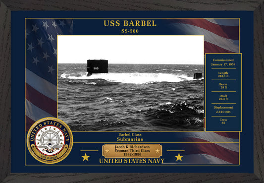 USS Barbel SS-580 Framed Patriotic Photo