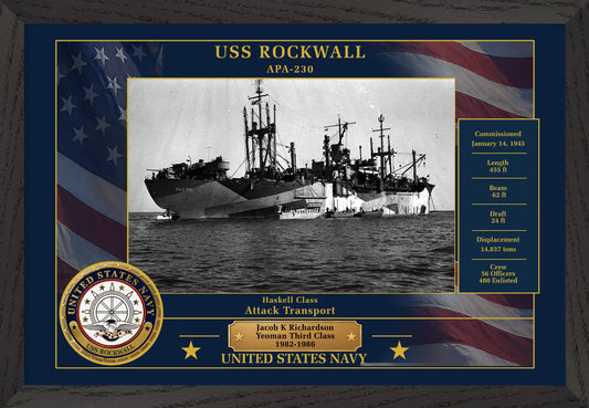 USS Rockwall APA-230 Framed Patriotic Photo
