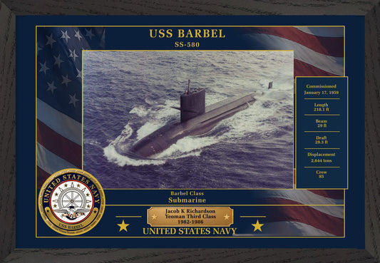USS Barbel SS-580 Framed Patriotic Photo