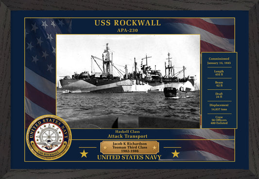 USS Rockwall APA-230 Framed Patriotic Photo