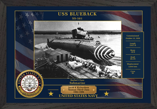 USS Blueback SS-581 Framed Patriotic Photo