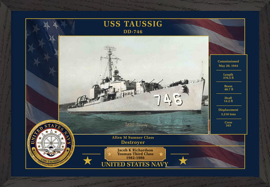 USS Taussig DD-746 Framed Patriotic Photo