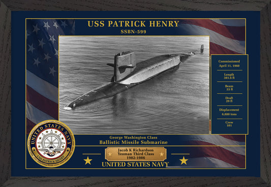 USS Patrick Henry SSBN-599 Framed Patriotic Photo