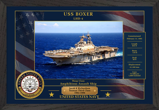 USS Boxer LHD-4 Framed Patriotic Photo