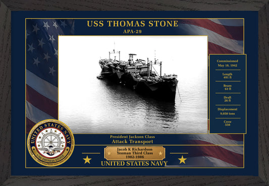 USS Thomas Stone APA-29 Framed Patriotic Photo