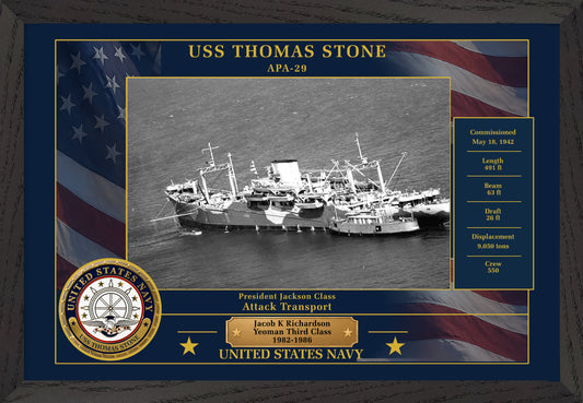 USS Thomas Stone APA-29 Framed Patriotic Photo