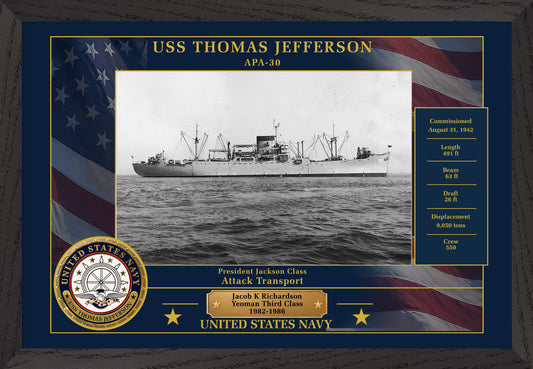 USS Thomas Jefferson APA-30 Framed Patriotic Photo