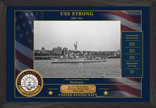 USS Strong DD-758 Framed Patriotic Photo