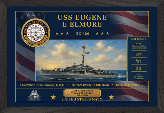 USS Eugene E Elmore DE-686 Framed Patriotic Art