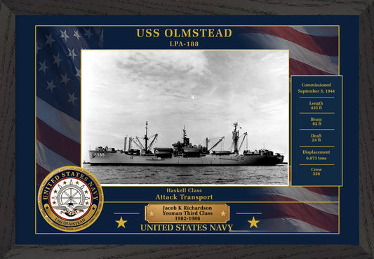 USS Olmstead LPA-188 Framed Patriotic Photo